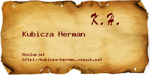 Kubicza Herman névjegykártya
